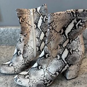 Madden Girl Snake Print Heeled Boots